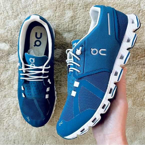 On Running Shoes - On Running Blue and White Sneakers